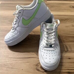 Nike White and Green Athletic Shoes